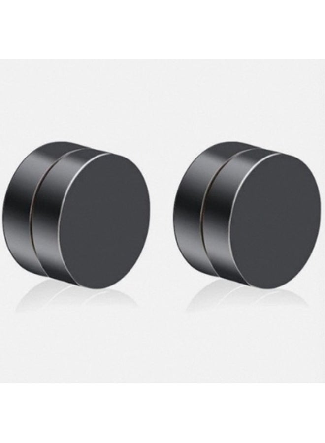 1-Pair Unisex Fashion Trend Fake Earrings, Non-Piercing Magnetic Clip On Earrings, High Polished Electroplate Stainless Steel Ear Studs for Daily Wear - Image 2